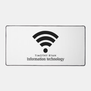 Black Wi-Fi Logo, Information Technology, Computer Desk Mat
