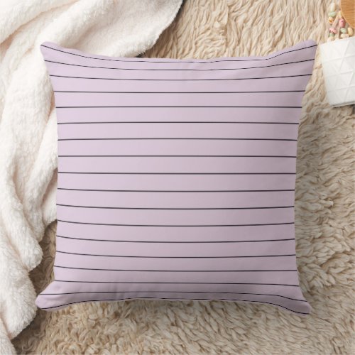 Black Wide Pin Stripe Modern Pale Lavender  Throw Pillow