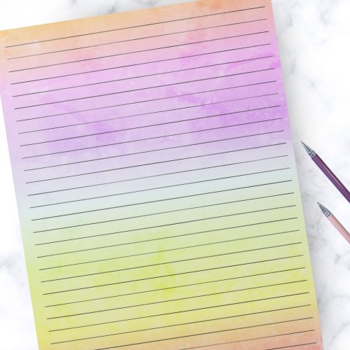 Black Wide Ruled Lines Pastel Watercolor Rainbow Notepad