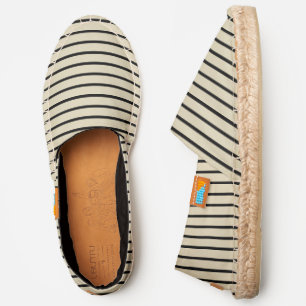 Black Widely Spaced Stripes on Natural Espadrilles
