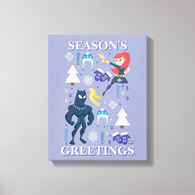 Black Widow & Black Panther Winter Graphic Canvas Print (Front)