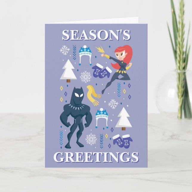 Black Widow & Black Panther Winter Graphic Card (Front)