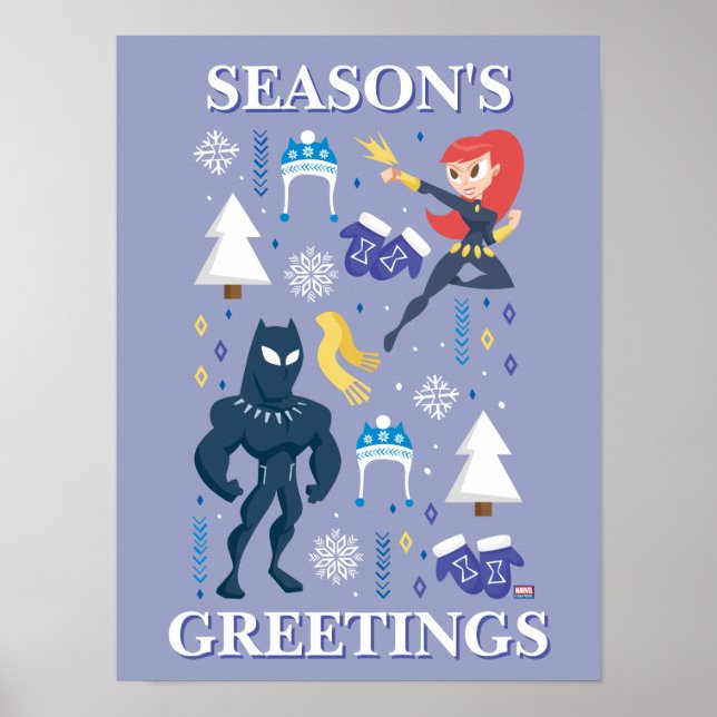 Black Widow & Black Panther Winter Graphic Poster (Front)