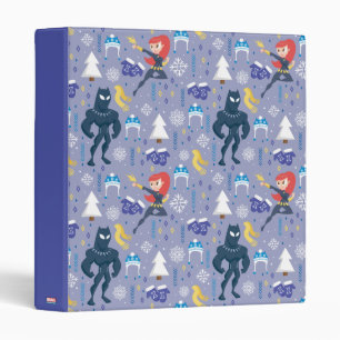 Black Widow & Black Panther Winter Pattern 3 Ring Binder