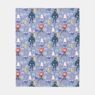 Black Widow & Black Panther Winter Pattern Fleece Blanket