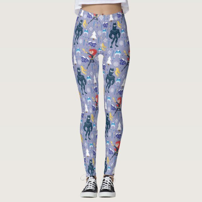 Black Widow & Black Panther Winter Pattern Leggings (Front)