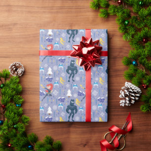 Black Widow & Black Panther Winter Pattern Wrapping Paper