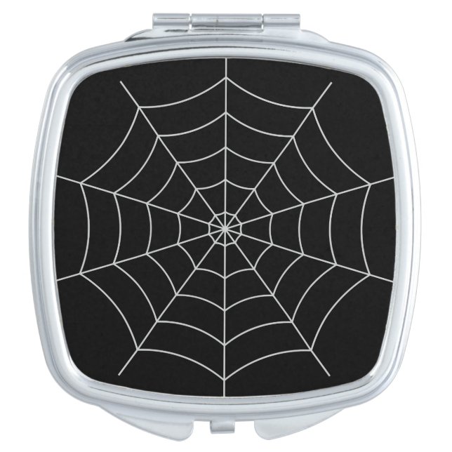 Black Widow Gothic Spiderweb Makeup Compact Mirror (Front)