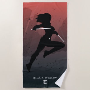 Black Widow Heroic Silhouette Beach Towel