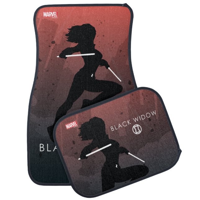 Black Widow Heroic Silhouette Car Floor Mat (Set)