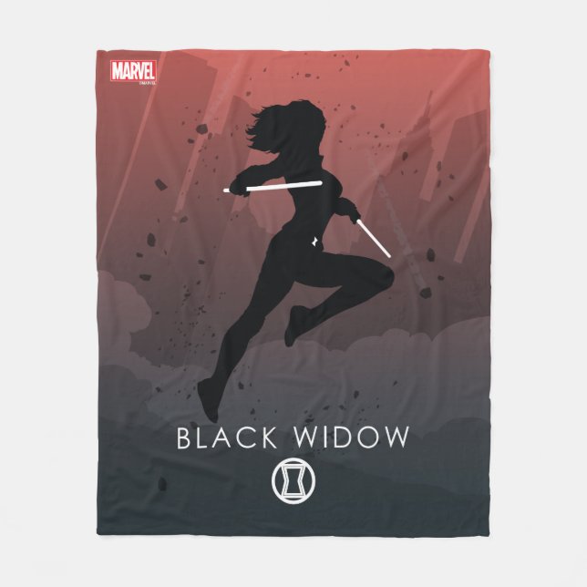 Black Widow Heroic Silhouette Fleece Blanket (Front)