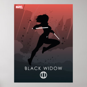 Black Widow Heroic Silhouette Poster