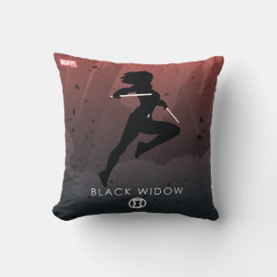Black Widow Heroic Silhouette Throw Pillow
