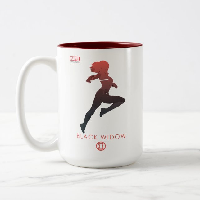 Black Widow Heroic Silhouette Two-Tone Coffee Mug (Left)