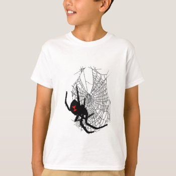 Black Widow On Spider Web T-shirt by DesignsbyLisa at Zazzle