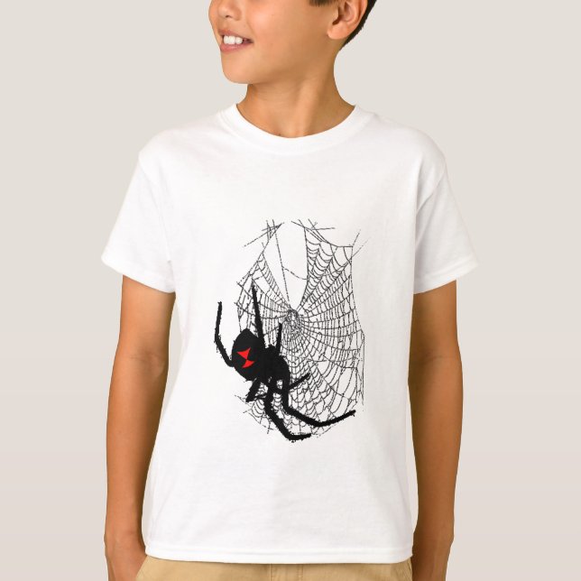 black widow on spider web T-Shirt (Front)