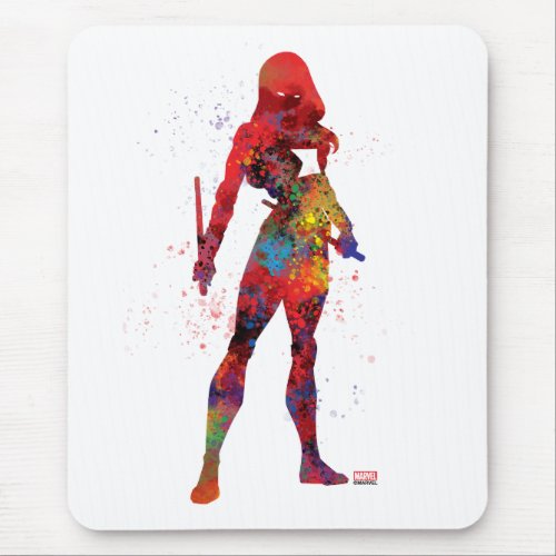 Black Widow Outline Watercolor Splatter Mouse Pad