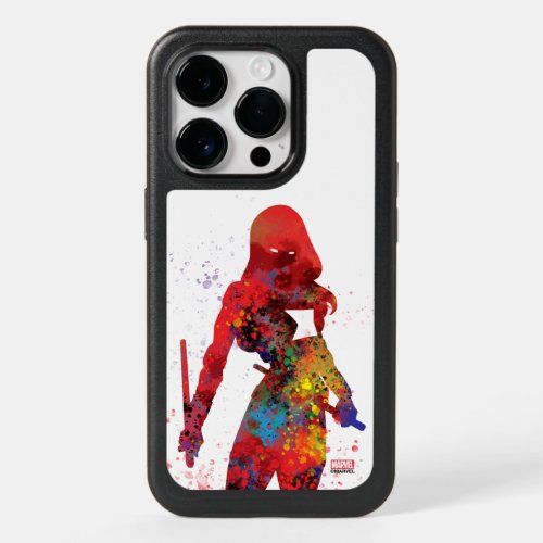 Black Widow Outline Watercolor Splatter OtterBox iPhone 14 Pro Case