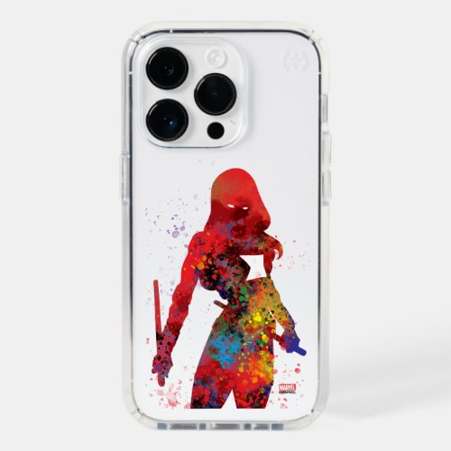 Black Widow Outline Watercolor Splatter Speck iPhone 14 Pro Case