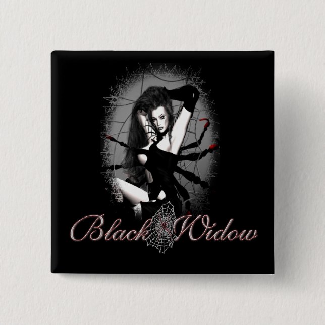 Black Widow Pinback Button (Front)