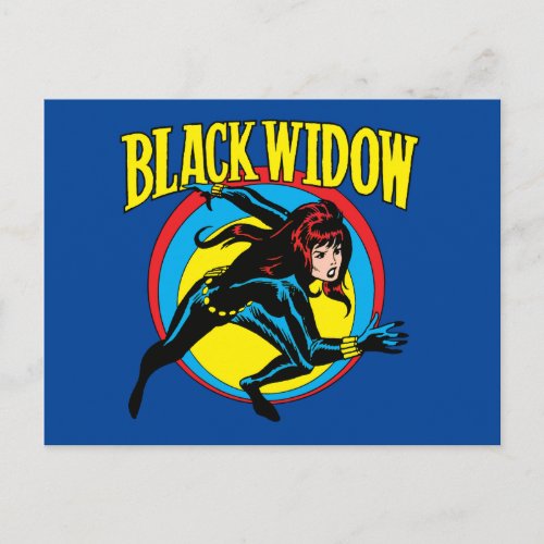 Black Widow Retro Character Art Graphic Postcard
