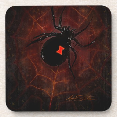 Black Widow Signature Design Drink Coaster