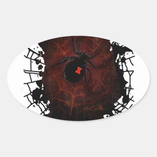 Black Widow Signature Design Oval Sticker