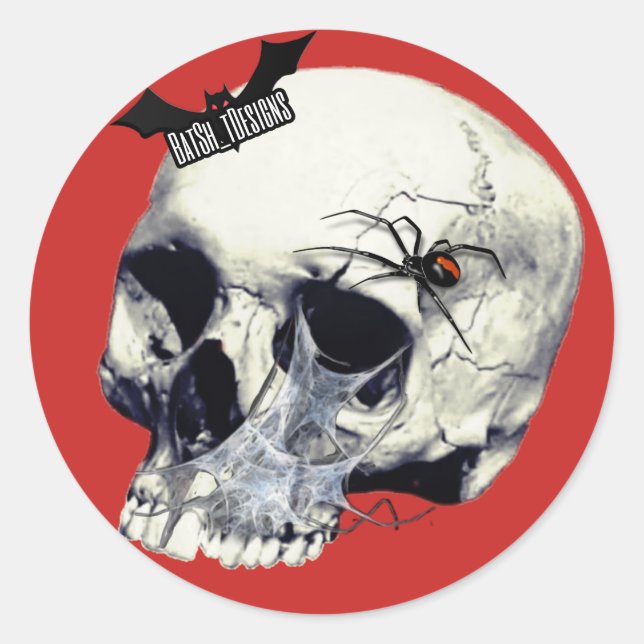Black Widow Skull Stickers (Front)