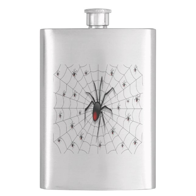 Black Widow Spider and Babies - Hip Flask (Front)
