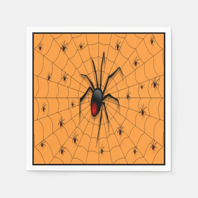 Black Widow Spider and Babies - Napkins (Front)