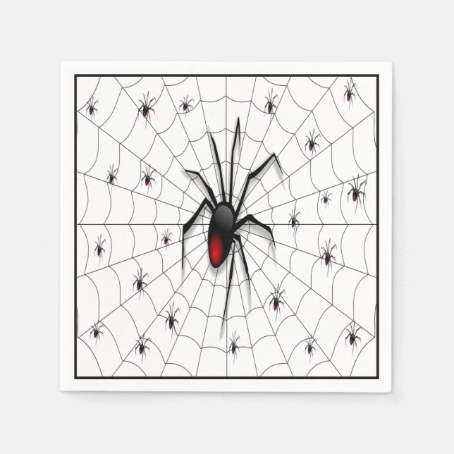 Black Widow Spider and Babies - Napkins (Front)