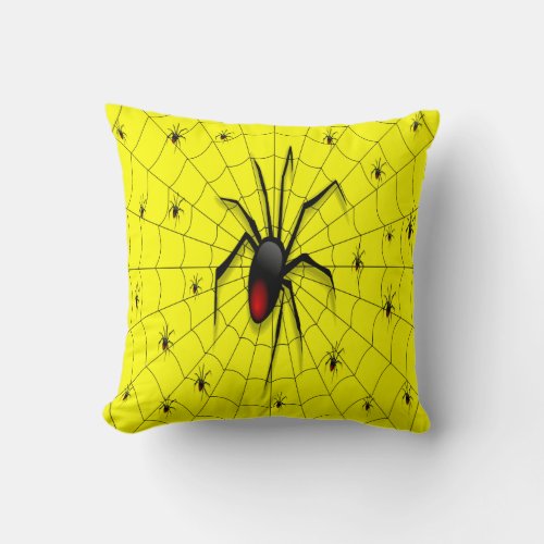 Black Widow Spider and Babies _ Throw Pillow