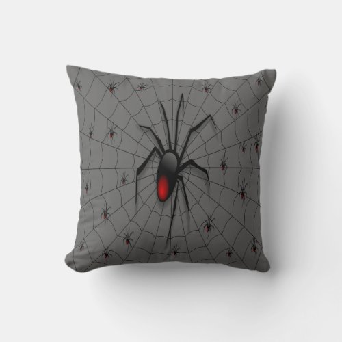 Black Widow Spider and Babies _ Throw Pillow