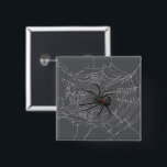 Black Widow Spider And Spiderweb Drawing Art<br><div class="desc">Button Pin fashion statement accessory printed with Black Widow Spider And Spiderweb Drawing Art original hand drawn graphic design artwork illustration by TheFabricSeal print on demand shop at Zazzle.com #ZazzleMade ©️Original. https://www.zazzle.com/store/thefabricseal Celebrate Halloween and Goth any time of the year with our cool looking black colored with red marking widow...</div>