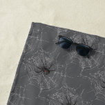 Black Widow Spider And Spiderweb Drawing Art Beach Towel<br><div class="desc">Beach Style Large Towel printed with Black Widow Spider And Spiderweb Drawing Art original hand drawn graphic design artwork illustration by TheFabricSeal print on demand shop at Zazzle.com #ZazzleMade ©️Original. https://www.zazzle.com/store/thefabricseal Celebrate Halloween and Goth any time of the year with our cool looking black colored with red marking widow species...</div>