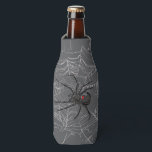 Black Widow Spider And Spiderweb Drawing Art Bottle Cooler<br><div class="desc">Bottle Cooler Koozie Sleeve printed with Black Widow Spider And Spiderweb Drawing Art original hand drawn graphic design artwork illustration by TheFabricSeal print on demand shop at Zazzle.com #ZazzleMade ©️Original. https://www.zazzle.com/store/thefabricseal Celebrate Halloween and Goth any time of the year with our cool looking black colored with red marking widow species...</div>
