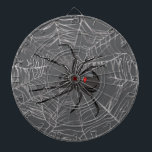 Black Widow Spider And Spiderweb Drawing Art Dart Board<br><div class="desc">Dartboard Dart Board dart tossing throwing fun competitive game set and functional wall hanging art decor printed with Black Widow Spider And Spiderweb Drawing Art original hand drawn graphic design artwork illustration by TheFabricSeal print on demand shop at Zazzle.com #ZazzleMade ©️Original. https://www.zazzle.com/store/thefabricseal Celebrate Halloween and Goth any time of the...</div>