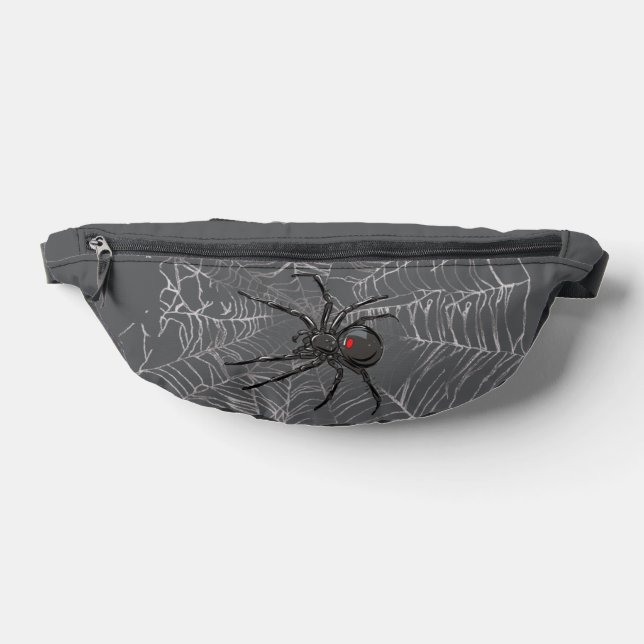 Black Widow Spider And Spiderweb Drawing Art Fanny Pack (Lay Down)