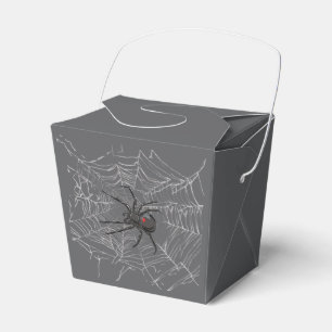 Black Widow Spider And Spiderweb Drawing Art Favor Boxes