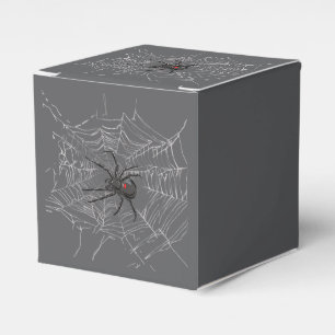 Black Widow Spider And Spiderweb Drawing Art Favor Boxes