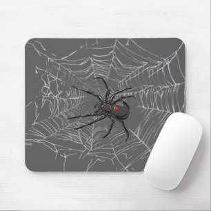 Black Widow Spider And Spiderweb Drawing Art Mouse Pad