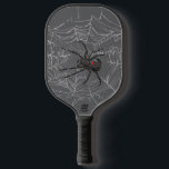 Black Widow Spider And Spiderweb Drawing Art Pickleball Paddle<br><div class="desc">Pickleball Paddle printed with Black Widow Spider Original Drawing Art hand drawn graphic design artwork illustration by TheFabricSeal print on demand shop at Zazzle.com #ZazzleMade ©️Original. https://www.zazzle.com/store/thefabricseal Celebrate Halloween and Goth any time of the year with our cool looking black colored with red marking widow species spider and big spooky...</div>
