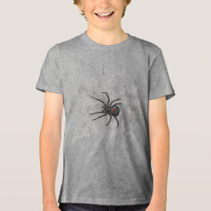 Black Widow Spider And Spiderweb Drawing Art Tri-Blend Shirt