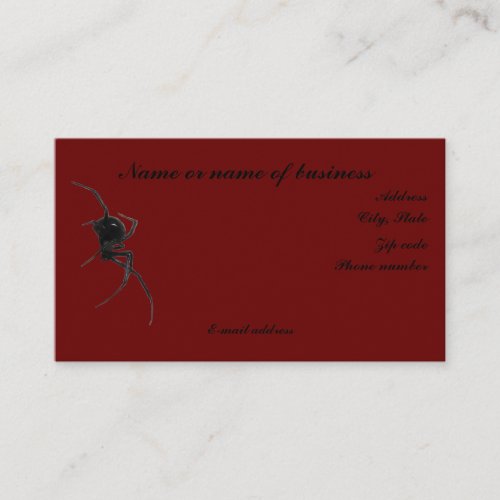 Black Widow Spider Business Card