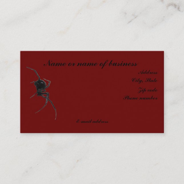 Black Widow Spider Business Card (Front)