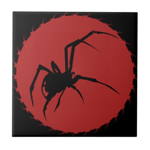 Black Widow Spider Ceramic Tile