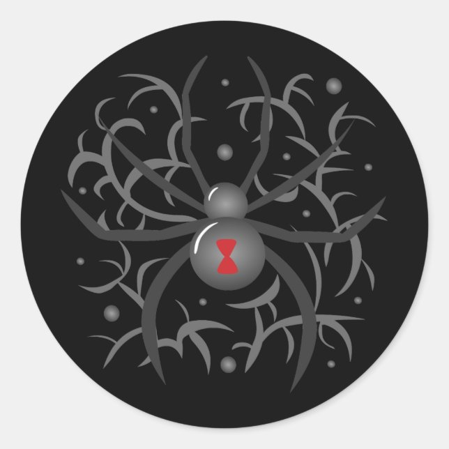 Black Widow Spider Classic Round Sticker (Front)
