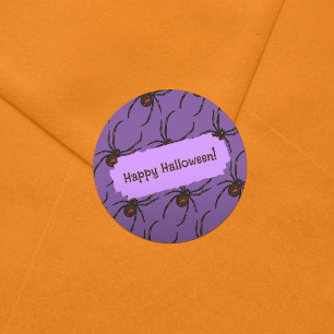 Black Widow Spider Halloween Pixel Art Pattern Classic Round Sticker