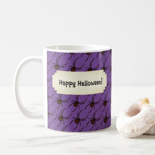 Black Widow Spider Halloween Pixel Art Pattern Coffee Mug