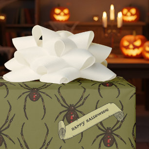 Black Widow Spider Halloween Pixel Art Pattern Wrapping Paper
